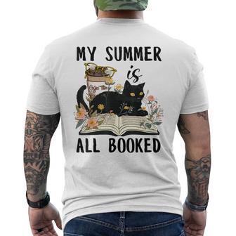 My Summer Is All Booked Summer Reading 2023 Cat Book Lover Men's T-shirt Back Print - Thegiftio UK