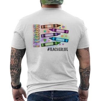 I Teach Love Bravery Equality Strength Kindnesss V2 Men's T-shirt Back Print - Seseable