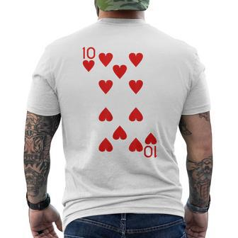 Ten Of Hearts Royal Flush Costume Halloween Playing Cards Men's T-shirt Back Print - Seseable