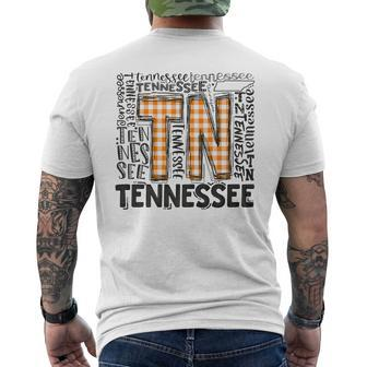 Tennessee State Flag Orange Plaid Tn Men's T-shirt Back Print - Seseable