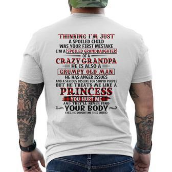 Thinking Im Just A Spoiled Granddaughter Of A Crazy Grandpa Men's Back Print T-shirt | Mazezy
