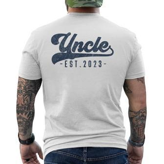 Mens Uncle Est 2023 Uncle To Be New Uncle Men's Back Print T-shirt | Mazezy
