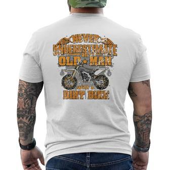 Never Underestimate Dad Motocross Mx Dirt Bike T Men's T-shirt Back Print - Seseable