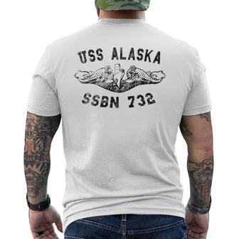 Uss Alaska Ssbn 732 Submarine Badge Vintage Men's T-shirt Back Print - Seseable