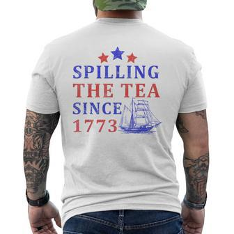 Vintage 4Th July Spilling The Tea Since 1773 Fourth Of July Men's Back Print T-shirt | Mazezy
