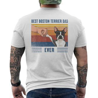 Vintage Best Boston Terrier Dad Ever Fist Bump Funny Dog Gift For Mens Mens Back Print T-shirt - Seseable