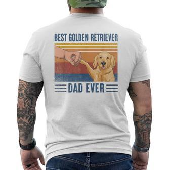 Vintage Best Golden Retriever Dad Ever Fist Bump Funny Dog Gift For Mens Mens Back Print T-shirt - Seseable