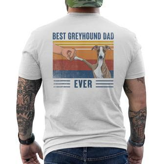 Vintage Best Greyhound Dad Ever Fist Bump Retro Dog Lover Gift For Mens Mens Back Print T-shirt - Seseable