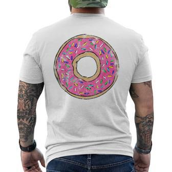 Vintage Big Pink Donut - Colorful Sprinkles Doughnut Men's Back Print T-shirt | Mazezy