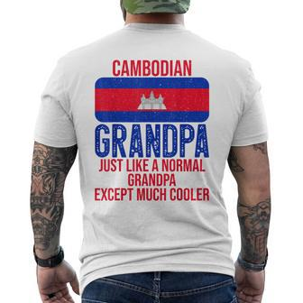Vintage Cambodian Grandpa Cambodia Flag For Fathers Day Men's Back Print T-shirt | Mazezy