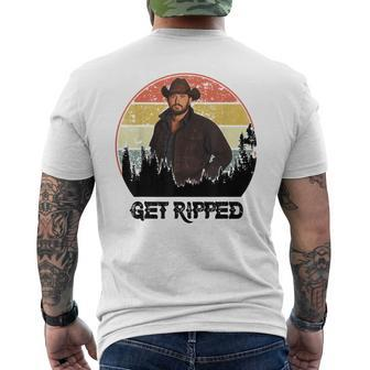 Vintage Cowboy Get Ripped Western Country Music Rodeo Dad Mens Back Print T-shirt | Mazezy