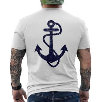Vintage Distressed Sailing Boat Nautical Grungy Navy Anchor Men's T-shirt Back Print - Seseable