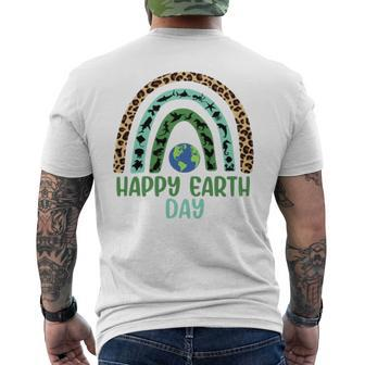 Wild And Sea Animals Happy Earth Day Rainbow Men's Back Print T-shirt | Mazezy