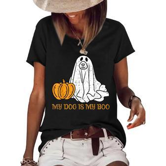 My Dog Is My Boo Ghost Funny Halloween Dog Lovers Boo Dog Women's Short Sleeve Loose T-shirt - Thegiftio UK