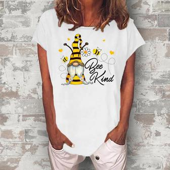 Bee Kind Inspirational Gnome Lovers Women's Loosen T-Shirt | Mazezy