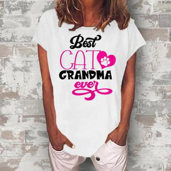 Best Cat Grandma Ever Kitty Animal Lover Cute Women's Loosen T-shirt - Seseable