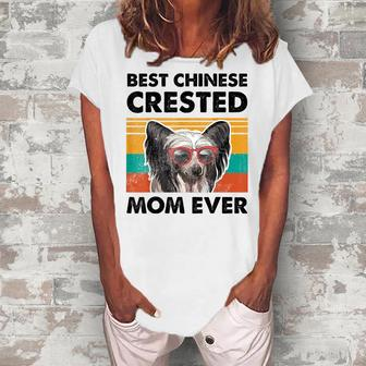 Best Chinese Crested Mom Ever Dog Sunglasses Women's Loosen T-shirt - Seseable