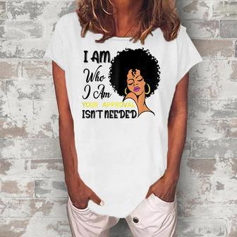 Black Queen Lady Curly Natural Afro African American Ladies Women's Loosen T-Shirt | Mazezy