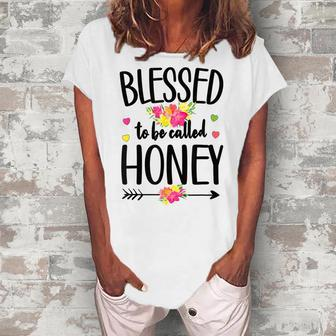 Blessed To Be Called Honey Grandma Honey Grandmother Women's Loosen T-Shirt | Mazezy