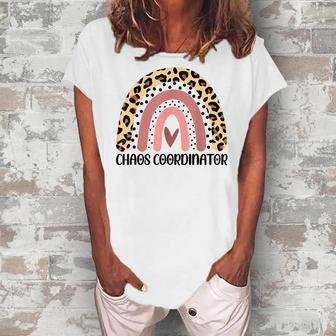 Chaos Coordinator Cheetah Print Leopard Boho Rainbow Womens Women's Loosen T-Shirt | Mazezy