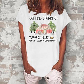 Cute Camping Grandma Cool Vintage Camp Lovers Women's Loosen T-Shirt | Mazezy