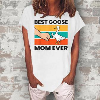 Cute Goose Best Goose Mom Ever Women's Loosen T-shirt - Seseable
