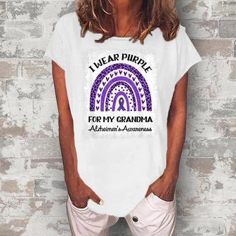 End Alzi Wear Purple For My Grandma Alzheimers Awareness Women's Loosen T-Shirt | Mazezy