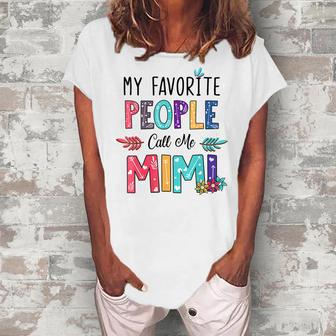 My Favorite People Call Me Mimi Floral Mom Women's Loosen T-Shirt | Mazezy