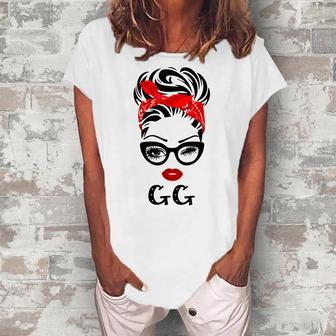 Gg Wink Eye Woman Face For Gg Grandma Women's Loosen T-Shirt | Mazezy