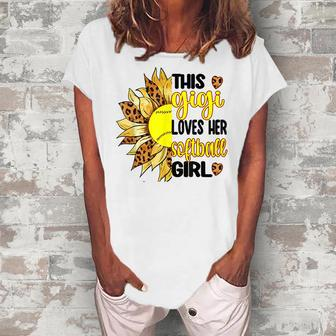 This Gigi Loves Her Softball Girl Softball Grandma Gigi Women's Loosen T-Shirt | Mazezy
