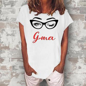 Gma Eyes Wink Cute Glasses Women's Loosen T-Shirt | Mazezy