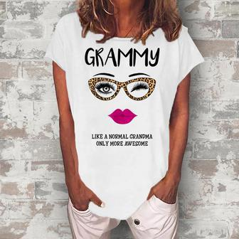 Grammy Like A Normal Grandma Only More Awesome Glasses Face Women's Loosen T-Shirt | Mazezy