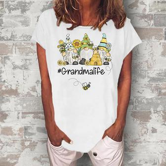 Grandma Life Sunflowers Gnomes Bees Lover Women's Loosen T-Shirt | Mazezy