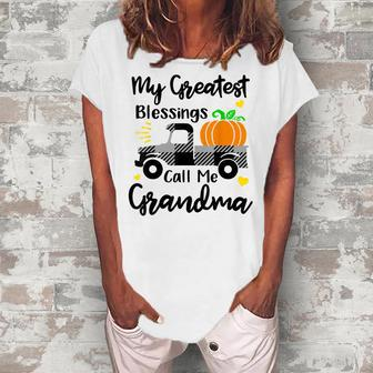 My Greatest Blessings Call Me Grandma Matching Family Pajama Women's Loosen T-Shirt | Mazezy CA