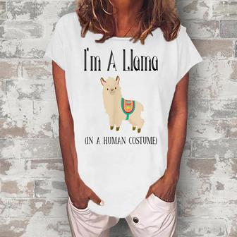 Im A Llama In A Human Costume - Funny Pretend Llama Women's Loosen Crew Neck Short Sleeve T-Shirt - Thegiftio UK