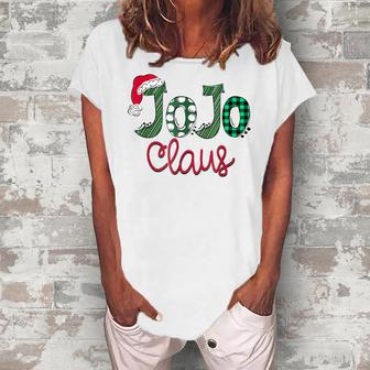 Jojo Claus Christmas Santa Claus Hat Grandma Women's Loosen T-Shirt | Mazezy