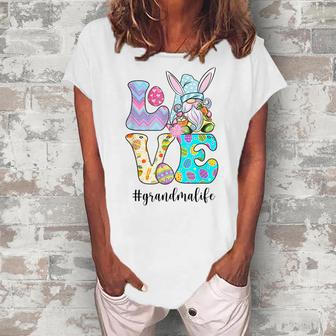 Love Gnome Easter Eggs Grandma Life Easter Day Women's Loosen T-Shirt | Mazezy