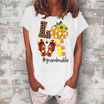 Love Grandma Life Halloween Sunflower Women's Loosen T-Shirt | Mazezy