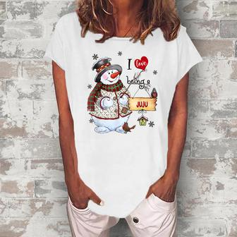 I Love Being A Juju Snowman Grandma Women's Loosen T-Shirt | Mazezy