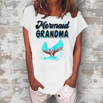 Mermaid Grandma Party Outfit Dad Mama Girl Mermaid Mom Women's Loosen T-Shirt | Mazezy