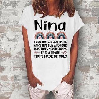 Nina Grandmother Appreciation Nina Grandma Rainbow Women's Loosen T-Shirt | Mazezy