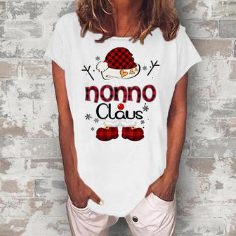 Nonno Claus Red Plaid Grandma Women's Loosen T-Shirt | Mazezy