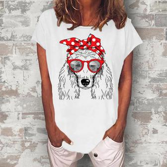 Poodle Dog Mom Bandana Sunglasses Women's Loosen T-Shirt | Mazezy