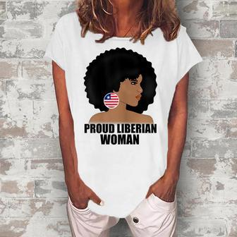 Proud Liberian Woman Mothers Liberia Flag Women's Loosen T-Shirt | Mazezy UK