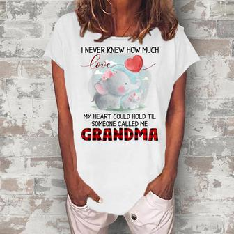 Someone Called Me Grandma Elephant Family Women's Loosen T-Shirt | Mazezy