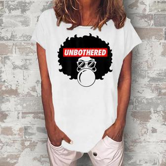Unbothered Black Girl Magic Natural Hair Afro Womens Women's Loosen T-Shirt | Mazezy
