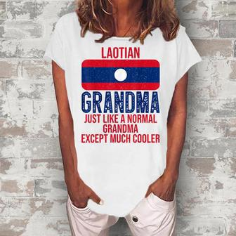 Vintage Laotian Grandma Laos Flag For Women's Loosen T-Shirt | Mazezy