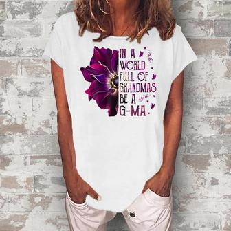 In A World Full Of Grandmas Be Gma Purple Anemone Flower Women's Loosen T-Shirt | Mazezy