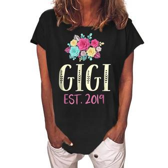 2019 Gigi Gift Future Grandma To Be Announce Women's Loosen Crew Neck Short Sleeve T-Shirt | Mazezy
