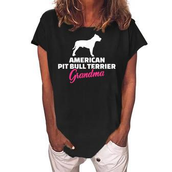 American Pit Bull Terrier Grandma Women's Loosen Crew Neck Short Sleeve T-Shirt | Mazezy